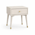 Table de chevet 1 tiroir rectangulaire en MDF et hevea blanc 45 x 35 x 60 cm