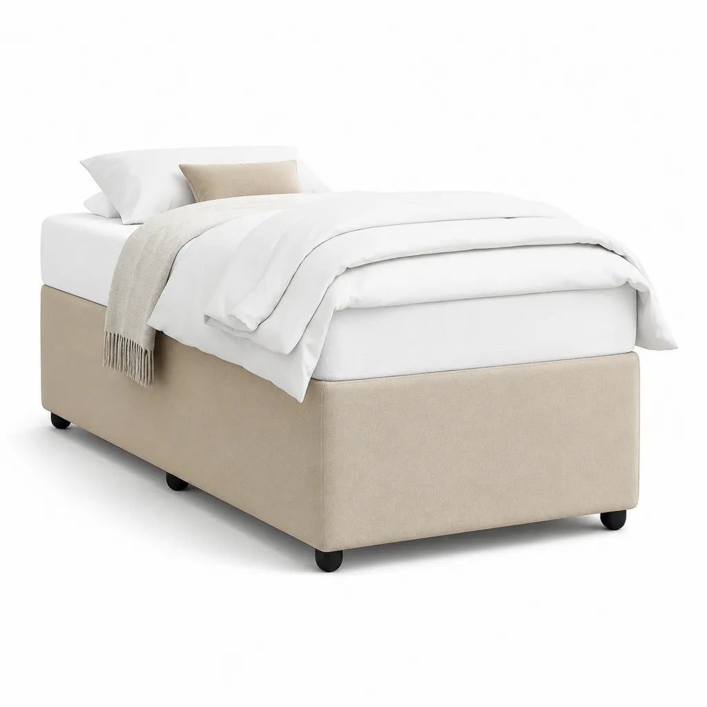 Cadre de lit tapisse une place 90 x 190 cm rectangulaire en polyester beige