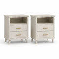 Lot de 2 tables de chevet a 2 tiroirs en panneaux MDF blanc 45 x 35 x 65 cm