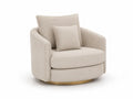 Fauteuil pivotant rond en polyester beige avec coussin 85 x 84 x 78 cm