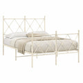 Lit double avec cadre en acier 140 x 190 cm blanc ivoire