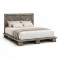 Lit plateforme double 160 x 200 cm en pin massif rectangulaire gris 174 x 215 x 120 cm