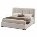Lit double capitonne avec cadre 160 x 200 cm en polyester beige