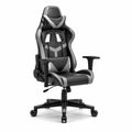 Chaise gaming ergonomique inclinable a dossier baquet en similicuir PU noir et gris 66 x 70 x 124-134 cm