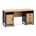 Bureau classique 120 x 60 x 75 cm en panneaux de particules melamines rectangulaire chene clair noir