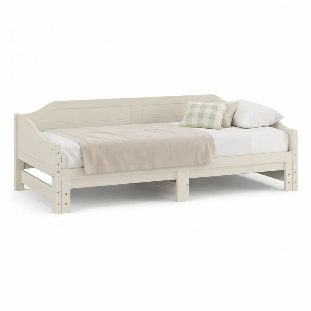 Lit enfant banquette en pin massif blanc 90 x 200 cm
