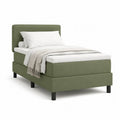 Lit simple capitonne 90 x 190 cm en polyester vert olive avec tete de lit rectangulaire