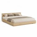 Lit double avec cadre en MDF decor chene 160 x 200 cm beige
