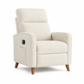 Fauteuil relax inclinable manuel a dossier haut en polyester bouclette ecru 84 x 90 x 104 cm