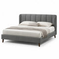 Lit double avec cadre de lit rectangulaire en velours de polyester gris 160 x 200 cm