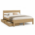Lit double avec 2 tiroirs de rangement 160 x 200 cm en pin massif finition chene naturel