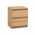 Table de chevet 2 tiroirs en MDF rectangulaire chene naturel 45 x 40 x 55 cm