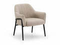 Fauteuil de salon enveloppant 70 x 68 x 80 cm en velours polyester beige avec pieds en acier noir