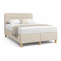 Lit capitonne avec cadre de lit en polyester beige 160 x 200 cm